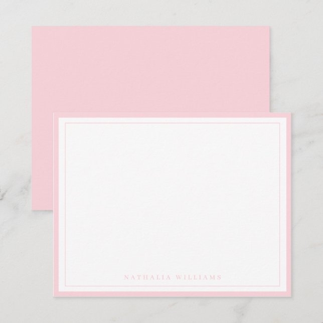 Tarjeta Pequeña Papel de carta simple básico con borde rosa (Anverso / Reverso)