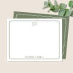 Tarjeta Pequeña Papel de carta verde inicial bonito para familia<br><div class="desc">Este diseño presenta un borde doble delgado con espacio para un bonito monograma/inicial de letra script en la parte superior y nombre/texto en la parte inferior. ¡Haga clic en el botón personalizar si desea ajustar los elementos del diseño y/o modificar aún más el texto! Variaciones de este diseño, colores adicionales,...</div>