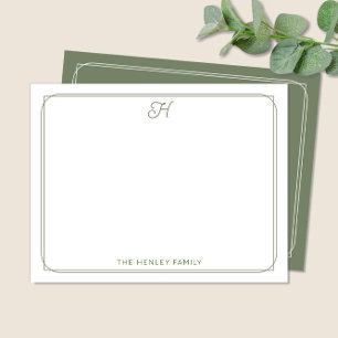 Tarjeta Pequeña Papel de carta verde inicial bonito para familia