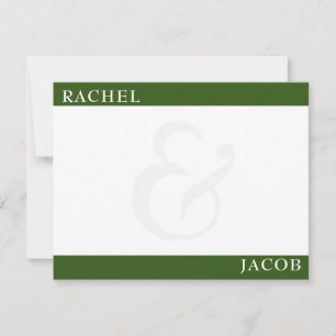 Tarjeta Pequeña Papel de Carta Verde Oscuro Minimalista Moderno pa