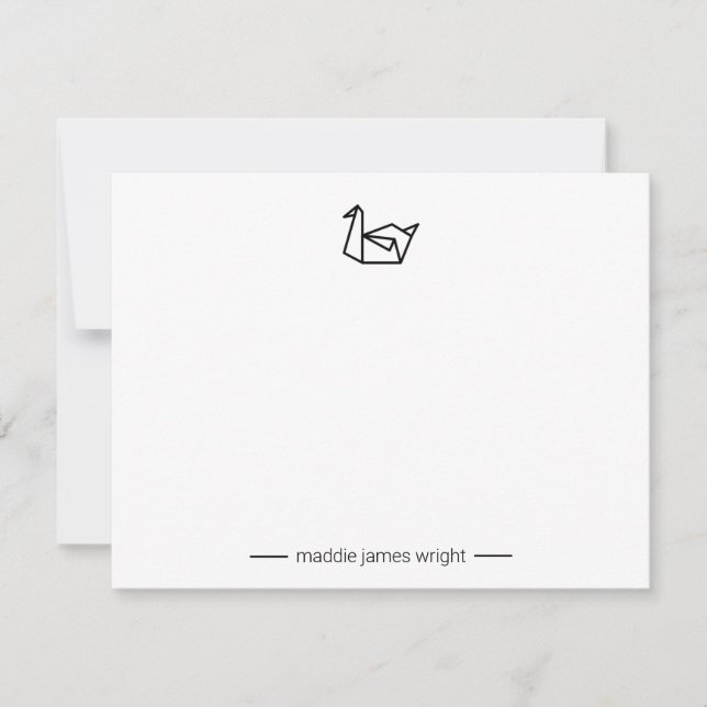 Tarjeta Pequeña Papel de origen negro Swan Crane Stationery (Anverso)