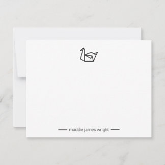 Tarjeta Pequeña Papel de origen negro Swan Crane Stationery