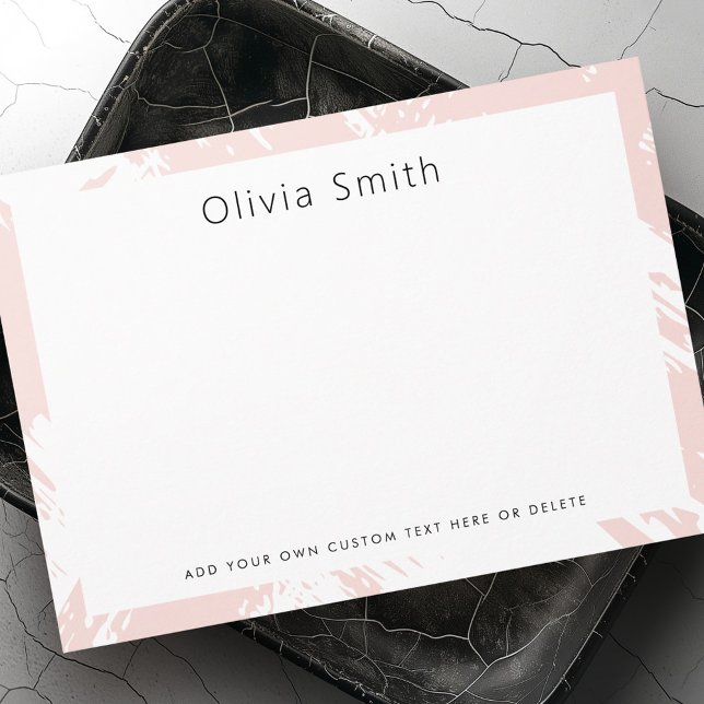 Tarjeta Pequeña Papel de pinceles rosa y claro (Light blush pink brushstrokes stationery note card)