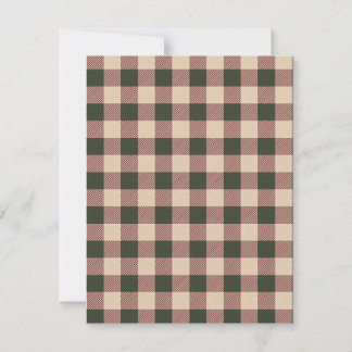 Tarjeta Pequeña Papel de regalo tradicional a cuadros verde, rojo 