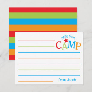Tarjeta Pequeña Papel de verano de campamento Rayas Coloridas Niño