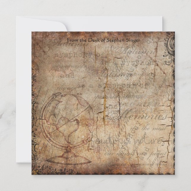 Tarjeta Pequeña Papel del diario de viajes Steampunk Globe (Anverso)