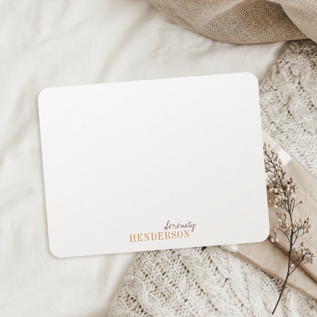 Tarjeta Pequeña Papel minimalista profesional personalizado (Minimalist autumn personalized stationery note card )