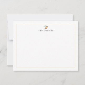 Tarjeta Pequeña Papel Personalizado Abeja de Miel Borde Amarillo