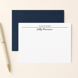 Tarjeta Pequeña Papel Personalizado Azul Marino De Parte De