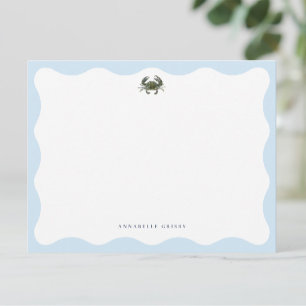 Tarjeta Pequeña Papel Personalizado Cangrejo Azul Costero