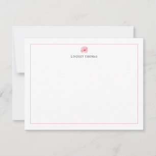 Tarjeta Pequeña Papel Personalizado con Borde de Hibisco Rosa
