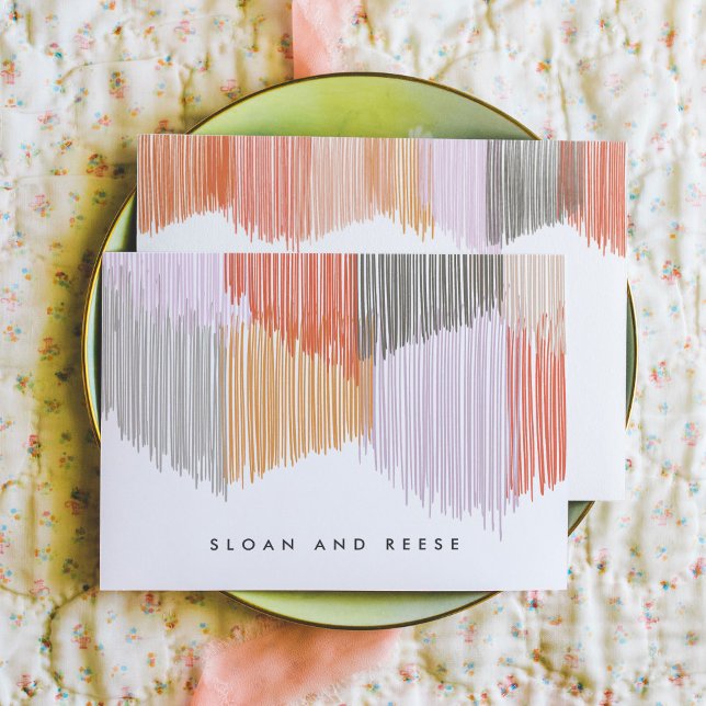 Tarjeta Pequeña Papel Personalizado con Flecos Modernos (Pink Modern Fringe personalized note card set.)