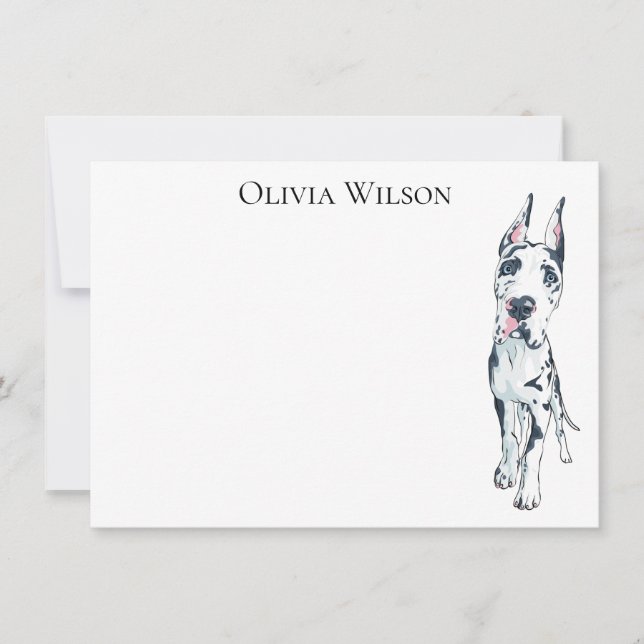 Tarjeta Pequeña Papel personalizado con Gran Danés (Anverso)