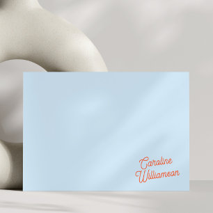 Tarjeta Pequeña Papel Personalizado con Guión Simple Azul Naranja