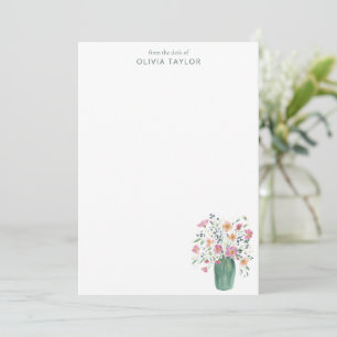 Tarjeta Pequeña Papel Personalizado con Nombre y Floral Pintado a