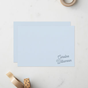 Tarjeta Pequeña Papel personalizado de escritura azul minimalista