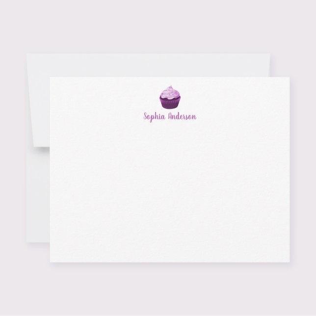 Tarjeta Pequeña Papel Personalizado de Taza de Cupcake Morado Mode (Subido por el creador)
