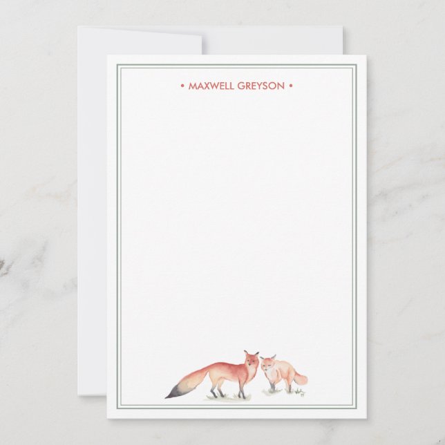 Tarjeta Pequeña Papel Personalizado de Zorro Rojo (Anverso)