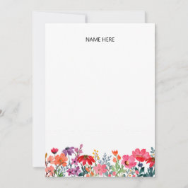 Tarjeta Pequeña Papel personalizado floral de jardín colorido