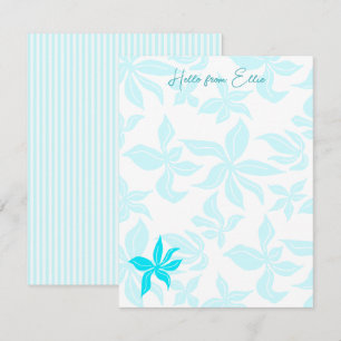 Tarjeta Pequeña Papel Personalizado Flores Azules Ilustrado 