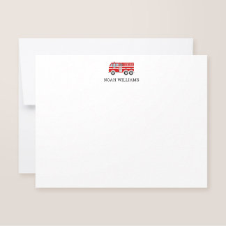 Tarjeta Pequeña Papel Personalizado para Niños Camión de Bomberos 