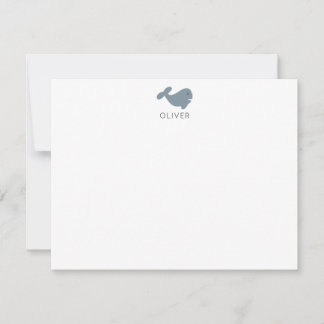 Tarjeta Pequeña Papel Personalizado para Niños de Ballena Gris Pla