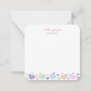 Tarjeta Pequeña Papelaria de corazón colorido cuadrado lindo guion