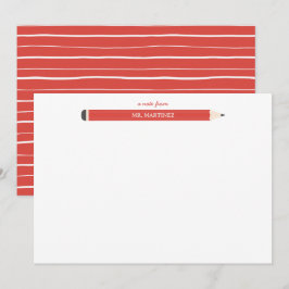 Tarjeta Pequeña Papelaria de ilustración de lápiz maestro de escue