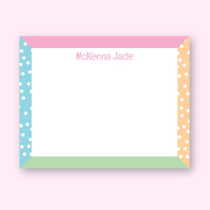 Tarjeta Pequeña Papelaría linda de lunares de Pascua de primavera