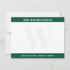 Tarjeta Pequeña Papelera inicial verde cazador de Familia Moderna