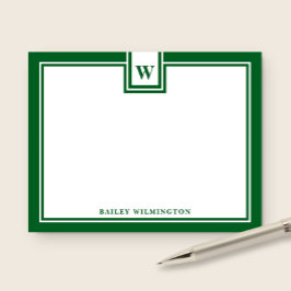 Tarjeta Pequeña Papelera Moderna con Borde de Verde Cazador Monogr