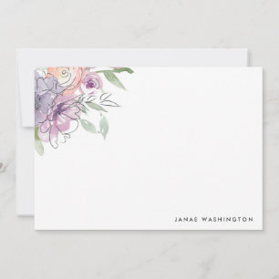 Tarjeta Pequeña Papelera personalizada floral púrpura moderna