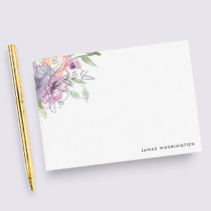 Tarjeta Pequeña Papelera personalizada floral púrpura moderna
