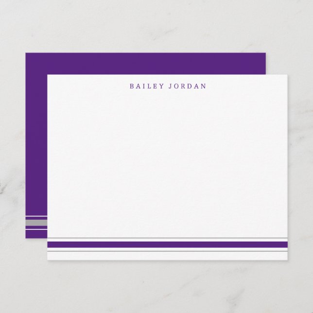 Tarjeta Pequeña Papelera simple de hombre morado gris de tres raya (Anverso / Reverso)