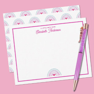 Tarjeta Pequeña Papelería de niñas boho arcoíris colorida linda