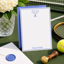 Papelería de tenis Preppy Racquet Monograma Azul 