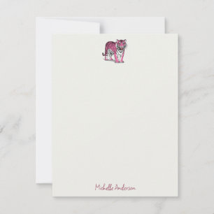 Tarjeta Pequeña Papelería de Tigre Rosa Personalizada de Moda
