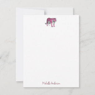 Tarjeta Pequeña Papelería de Tigre Rosa Personalizada de Moda