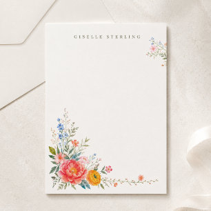 Tarjeta Pequeña Papelería Floral Personalizada Colorida