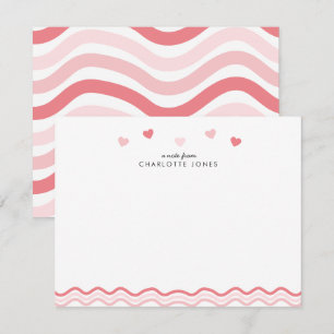 Tarjeta Pequeña Papelería infantil corazones con patrón ondulado r