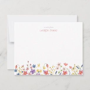 Tarjeta Pequeña Papelería infantil de flores silvestres de acuarel