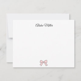Tarjeta Pequeña Papelería personalizada Coquette con lazo rosa