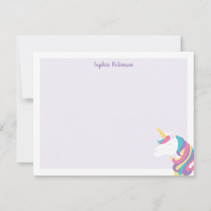 Tarjeta Pequeña Papelería personalizada Cute Unicorn para niños mo