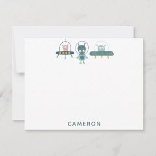 Tarjeta Pequeña Papelería Personalizada del Alien Espacial Diverti