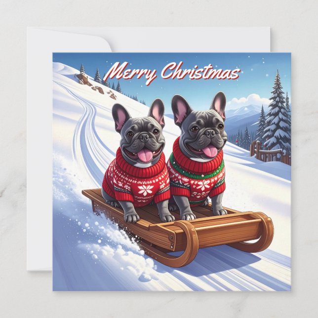 Tarjeta Pequeña Paquete de Bulldog francés de Navidades planos (Anverso)