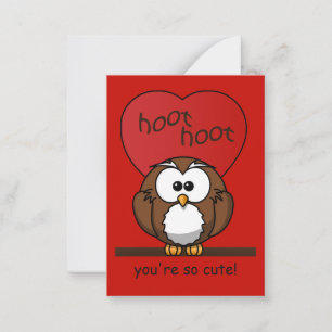 Tarjeta Pequeña Paquete de niños de corazón rojo de búho de zoológ