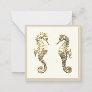 Tarjeta Pequeña Par de caballitos de mar dorados mar océano animal