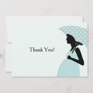 Tarjeta Pequeña Paraguas de Punto Polka Azul Gracias Notecard