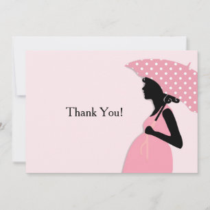 Tarjeta Pequeña Paraguas de Punto Polka Rosa Gracias Notecard