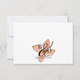 Tarjeta Pequeña Pareja de Ampersand Monograma   Hoja de acuarela r